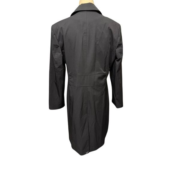NEW!! "ANN TAYLOR" Black Trench Coat SZ XL 14P Button Up Old Money Classy Goth - Picture 4 of 16